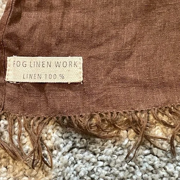 Fog Linen Work Brown 100% Linen Scarf - Picture 3 of 3